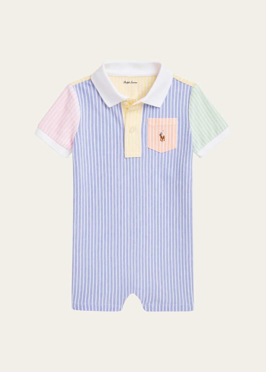 Ralph Lauren Childrenswear Boy's Stripe Colorblock Oxford Shortall, Size 3M-12M