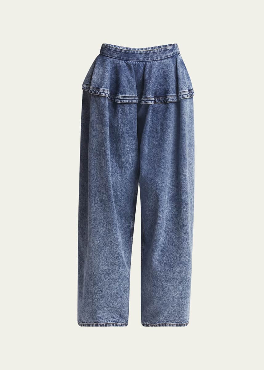 ALAIA Peplum Denim Baggy Pants