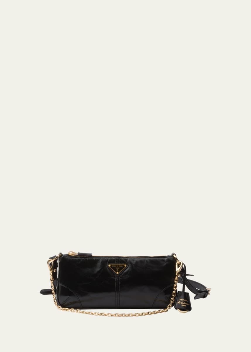 Prada Distressed Leather Shoulder Bag