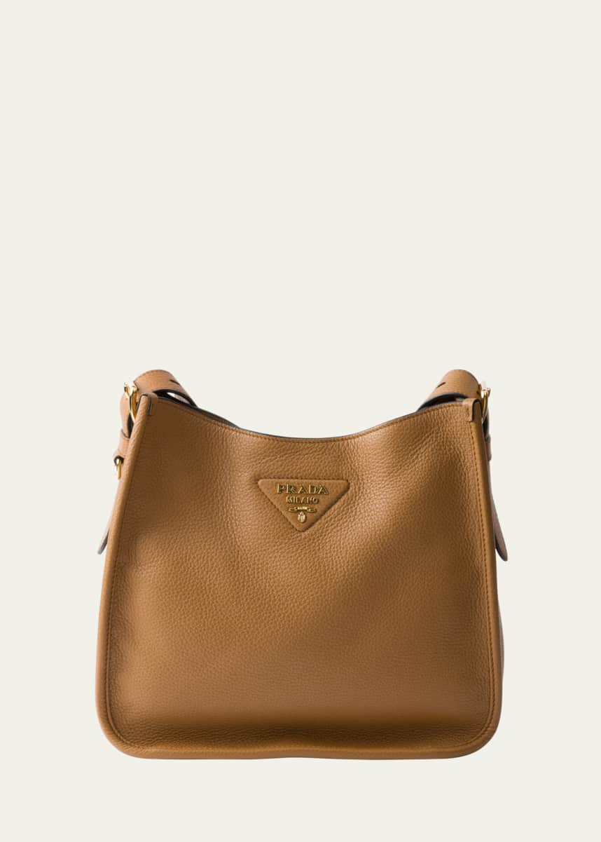 Prada Medium Daino Soft Leather Hobo Crossbody Bag