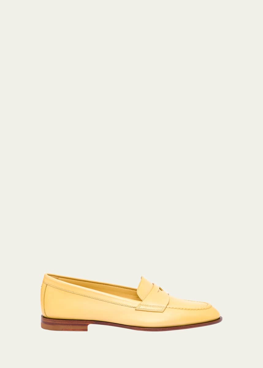 Santoni Calfskin Leather Penny Loafers