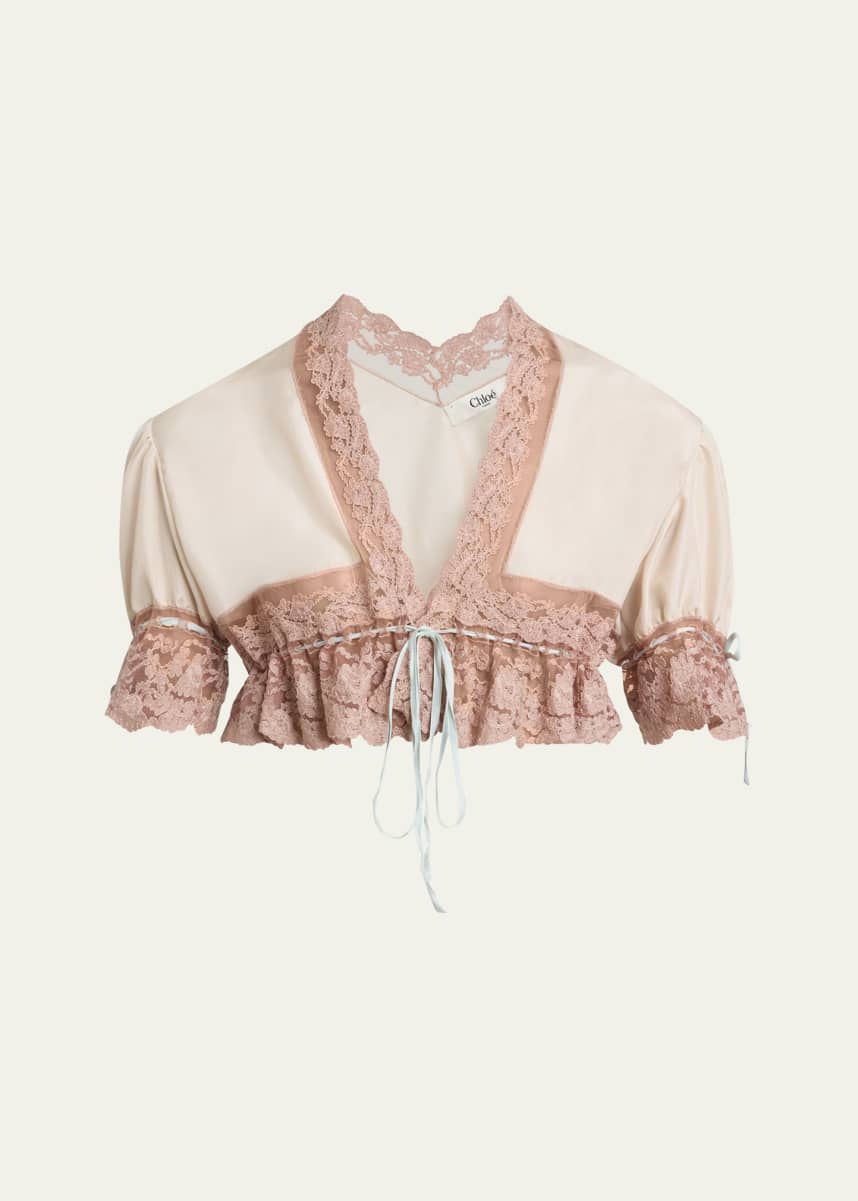 Chloe Lace Trim Drawstring Cropped Top