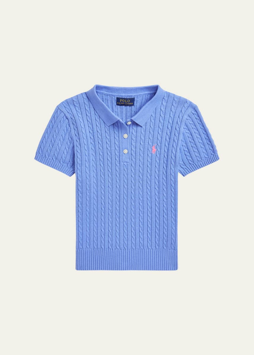 Ralph Lauren Childrenswear Girl's Mini Cable Knit Polo Shirt, Size S-XL
