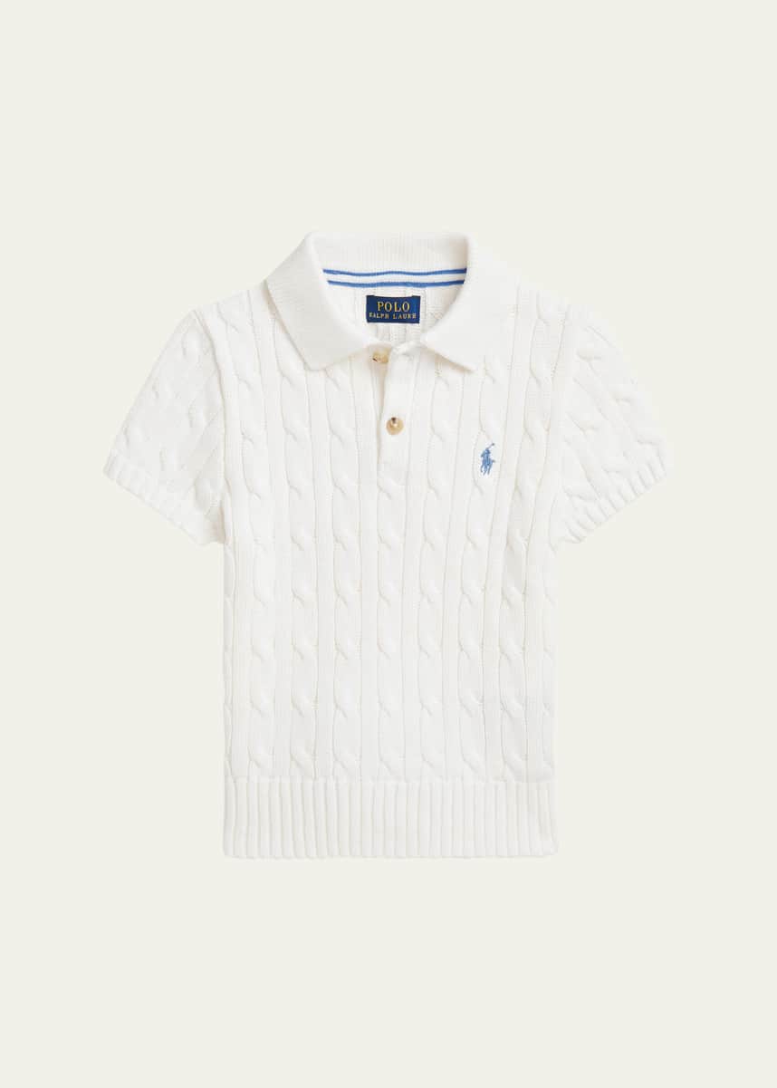 Ralph Lauren Childrenswear Girl's Mini Cable Knit Polo Shirt, Size 2-7