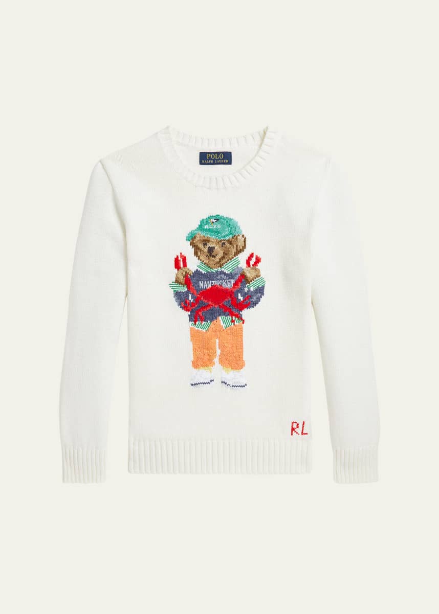 Ralph Lauren Childrenswear Boy's Knitted Polo Bear Sweater, Size 2-7