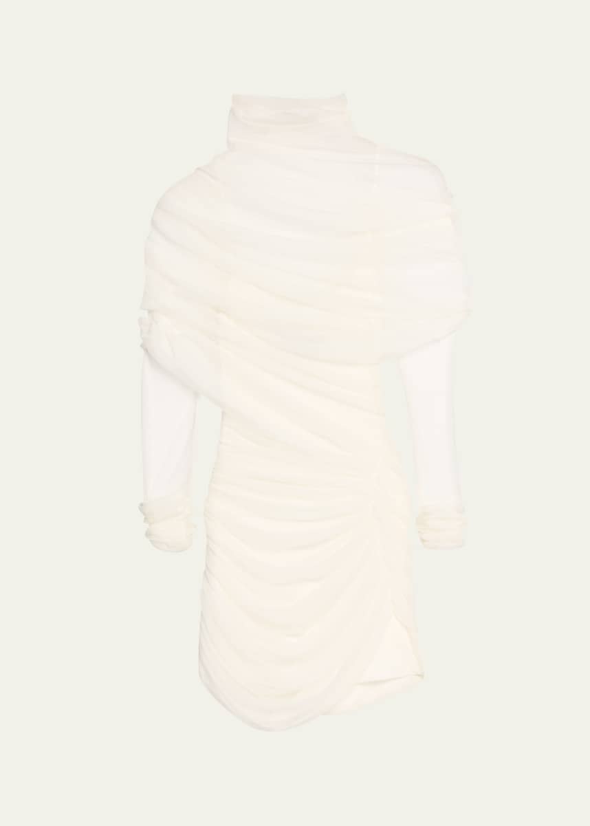 Christopher Esber Christo Sheer Wrap Long-Sleeve Mini Dress
