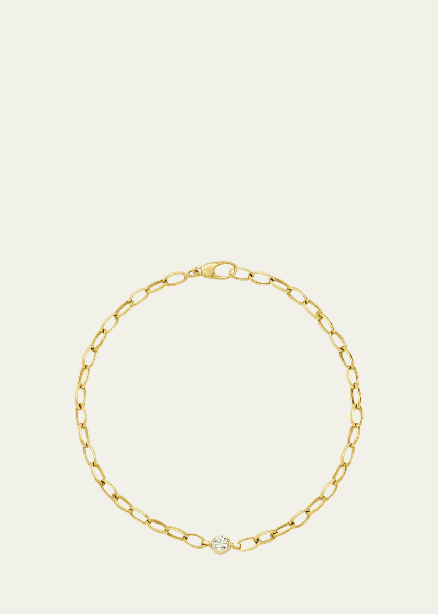 Jennifer Meyer 18K Yellow Gold Small Edith Single Diamond Bezel Bracelet