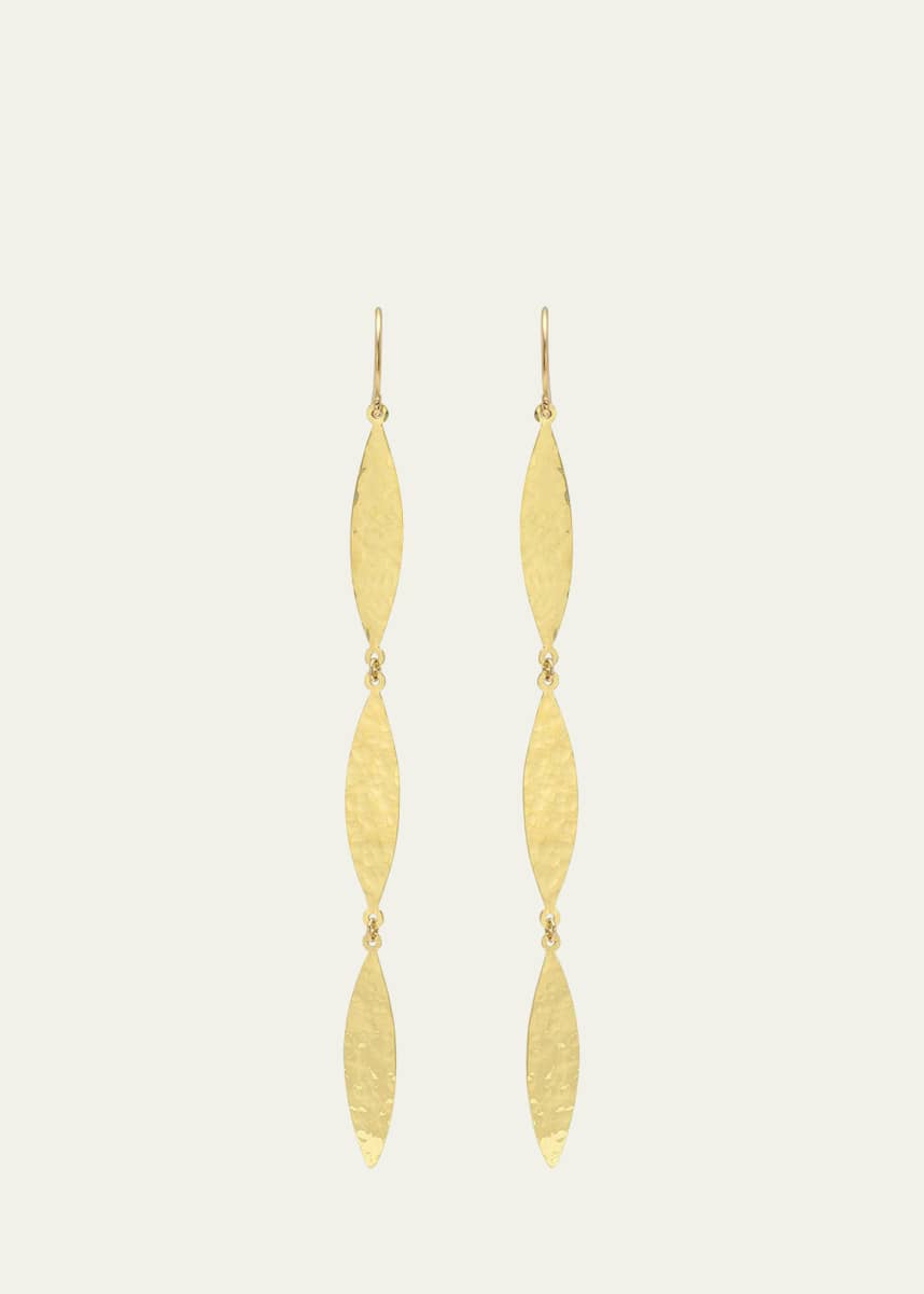 Jennifer Meyer 18K Yellow Gold Hammered 3 Marquise Earrings