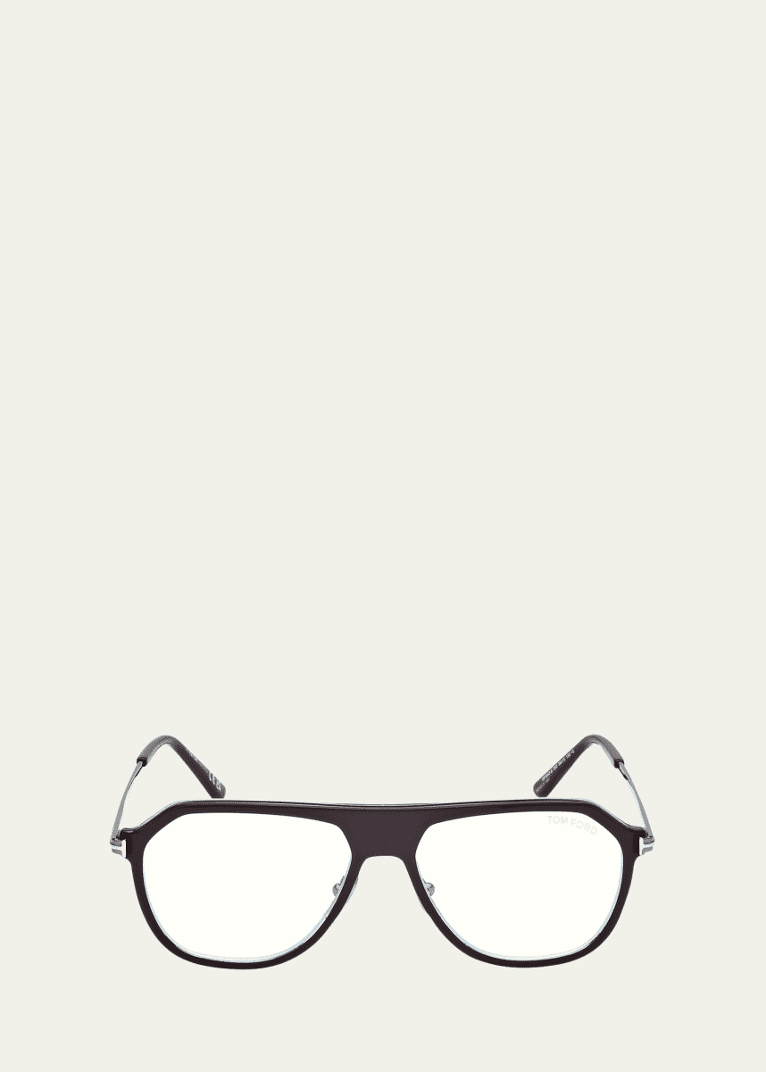TOM FORD Blue Blocking Acetate & Metal Round Glasses