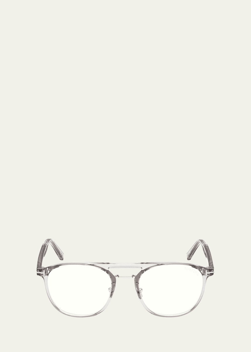 TOM FORD Blue Blocking Acetate & Metal Round Glasses