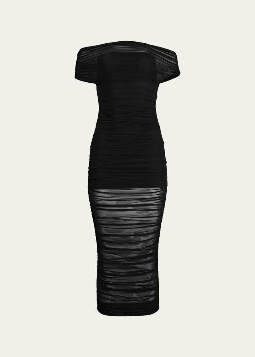 black ruched formal dress L1371 main image 0