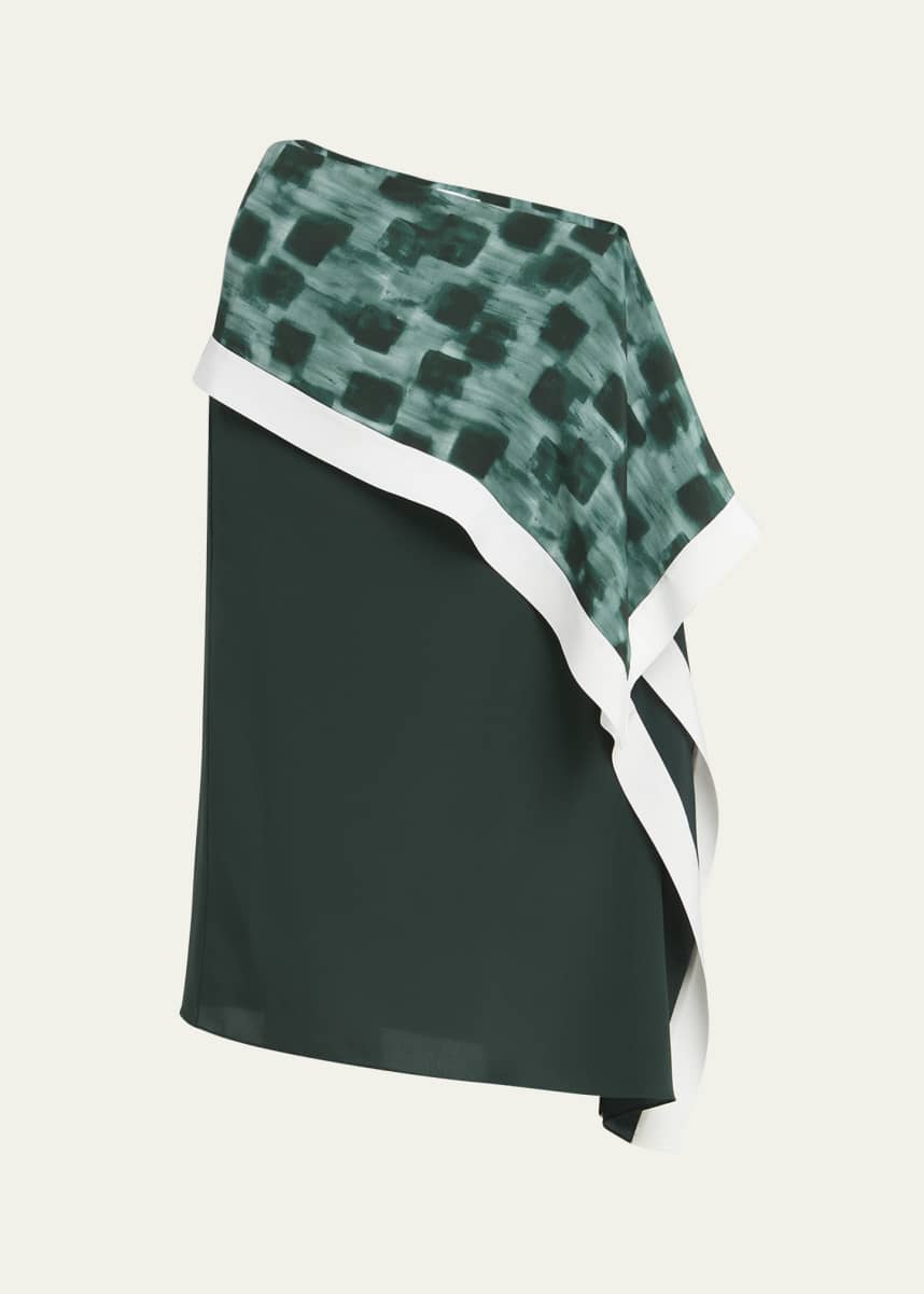 Ferragamo Painted Block Asymmetric Silk Skirt