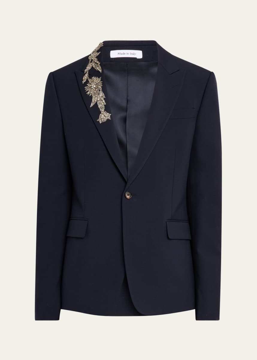 McQueen Men's Embroidered Wool Sport Coat