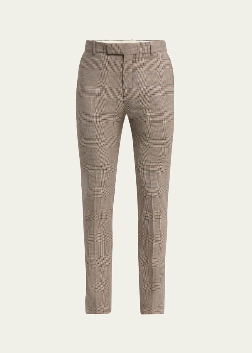McQueen Men's Slim Plaid Cigarette Trousers
