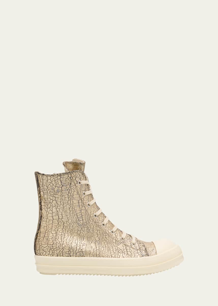 DRKSHDW RICK OWENS Men's Sneaks Metallic Denim High-Top Sneakers