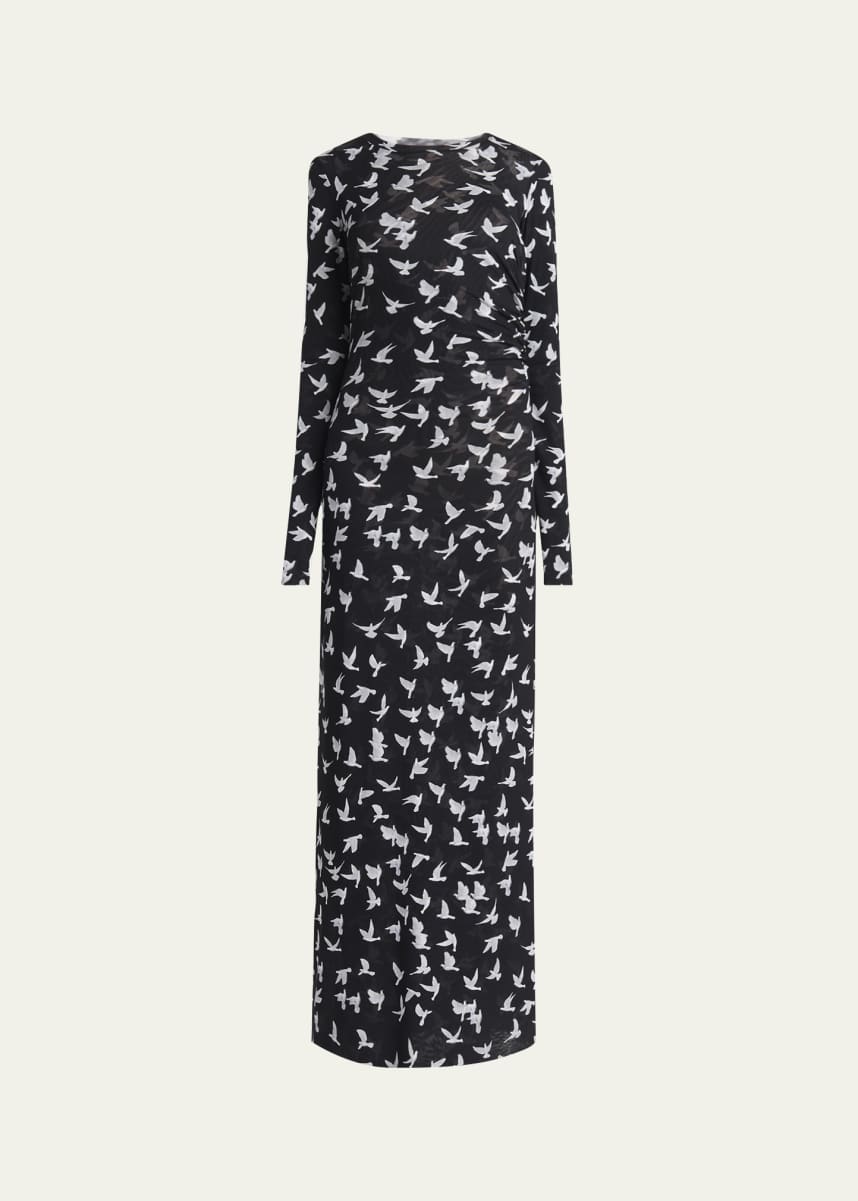 Stella McCartney Long Mesh Bird Print Dress