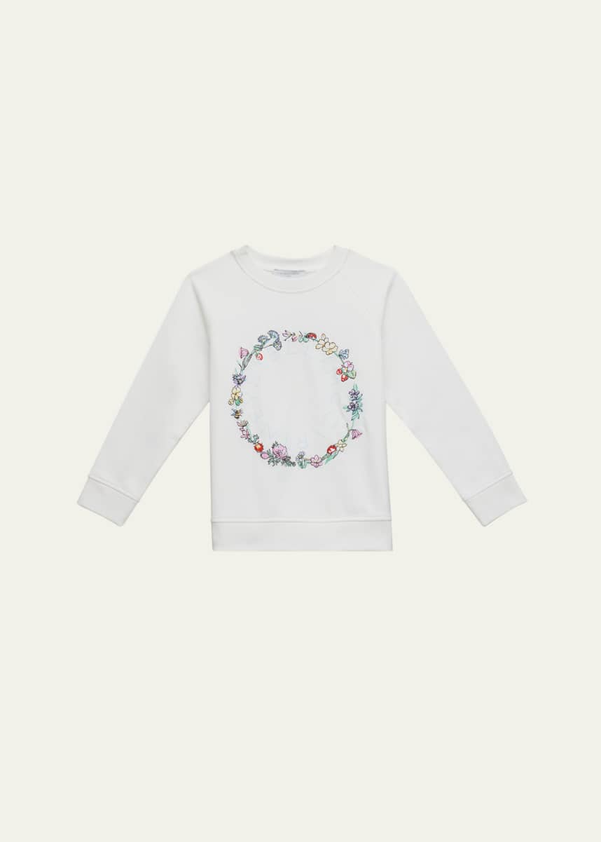 Stella McCartney Kids Girl's Floral Dotted Logo-Print Sweatshirt, Size 2-16