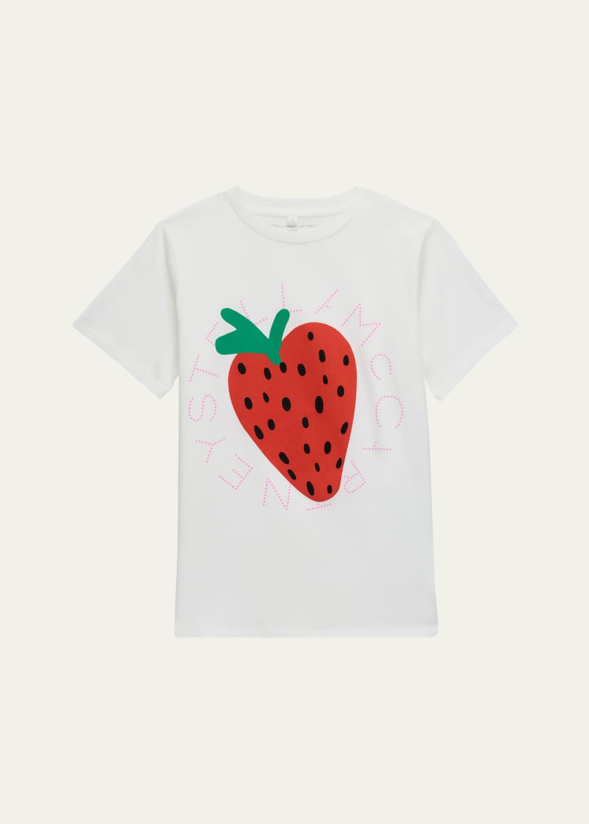 Stella McCartney Kids Girl's Logo-Print Strawberry Graphic T-Shirt, Size 2-16