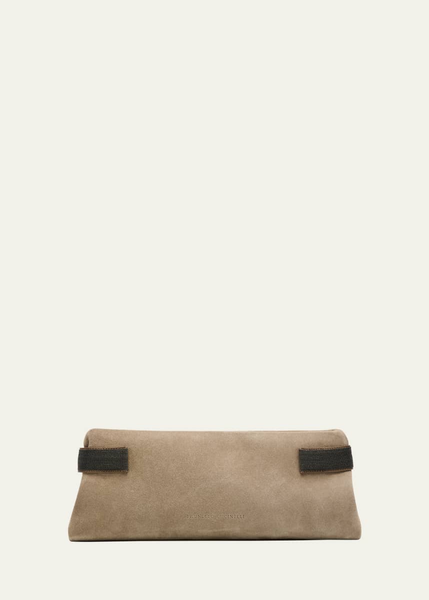 Brunello Cucinelli Essense Monili Suede Clutch Bag