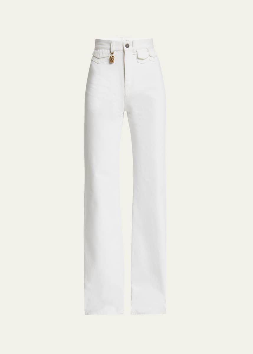 Chloe High Rise Flared Jeans, White
