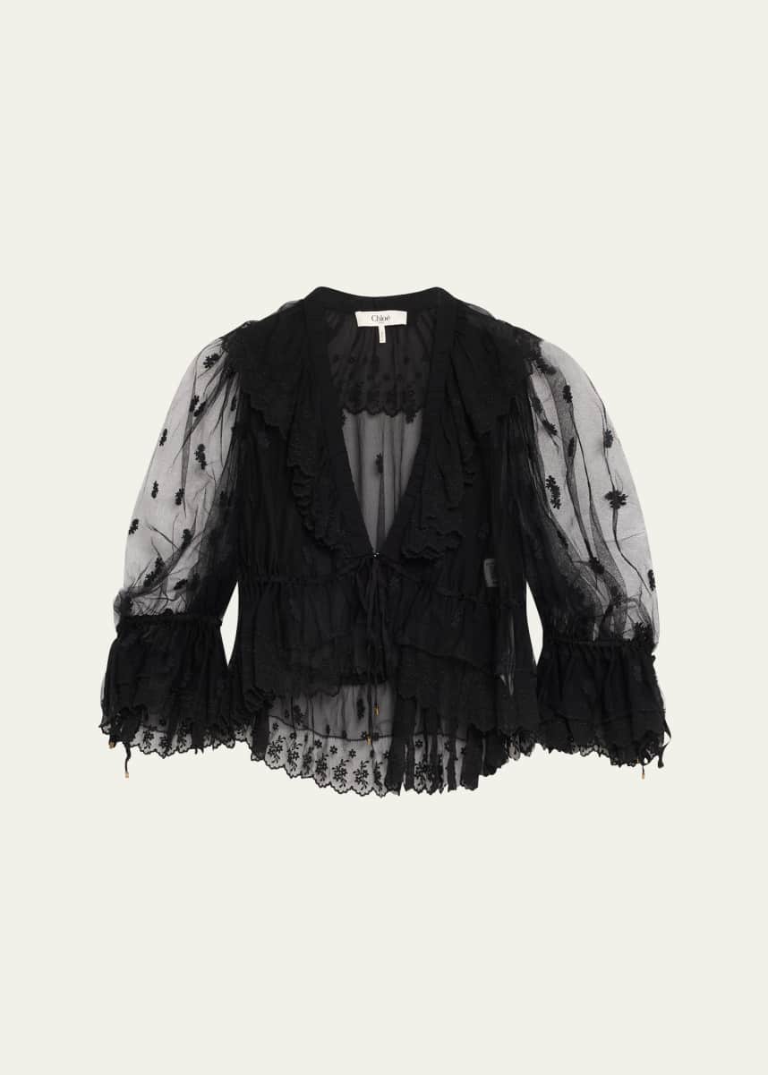 Chloe Lace V-Neck Ruffle Top