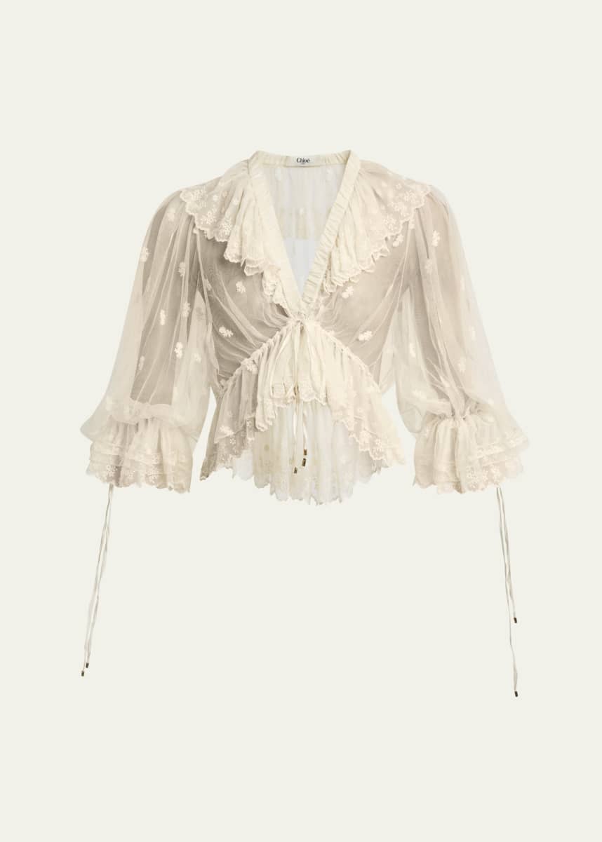 Chloe Lace V-Neck Ruffle Top