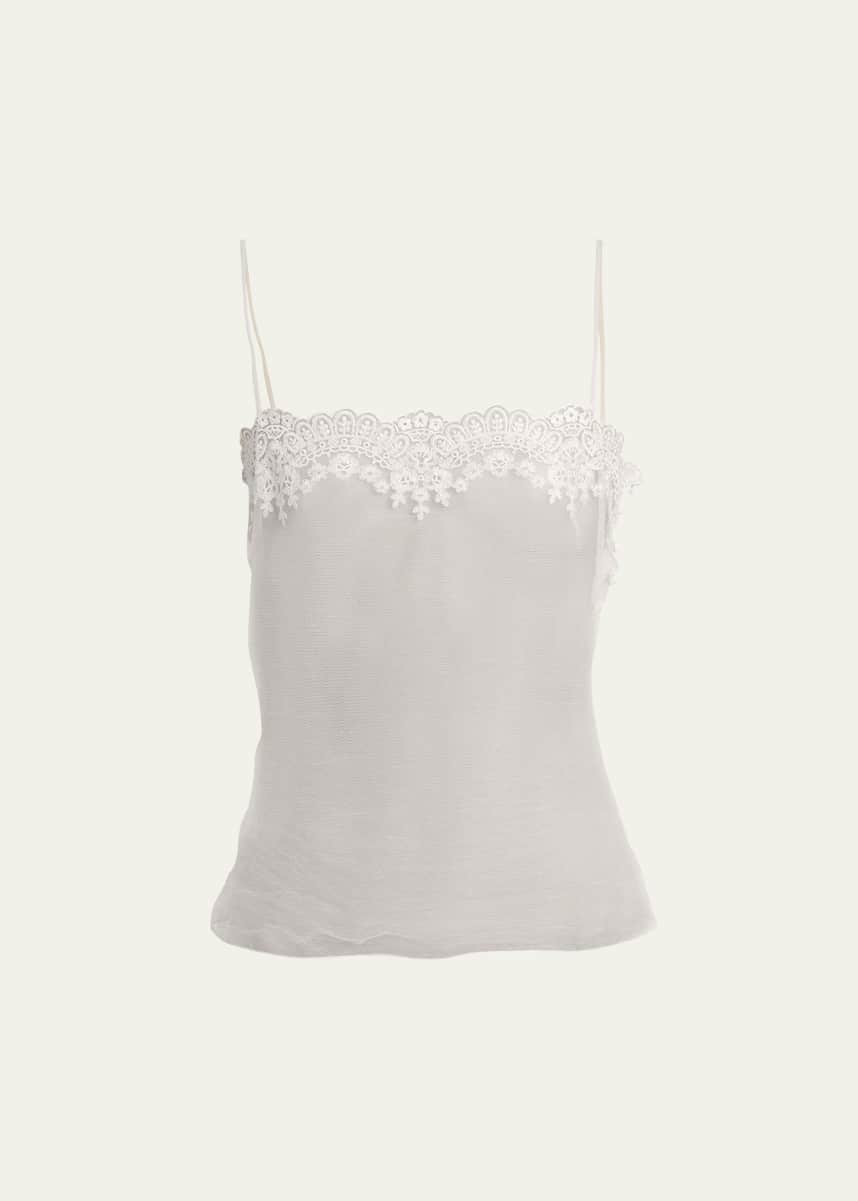 Chloe Fitted Lace Embroidered Tank Top