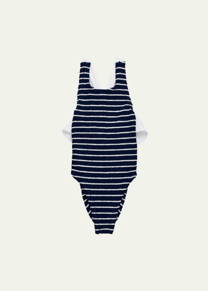 Hunza G Girl's Lara Stripe One-Piece Swimsuit, Size 7-12