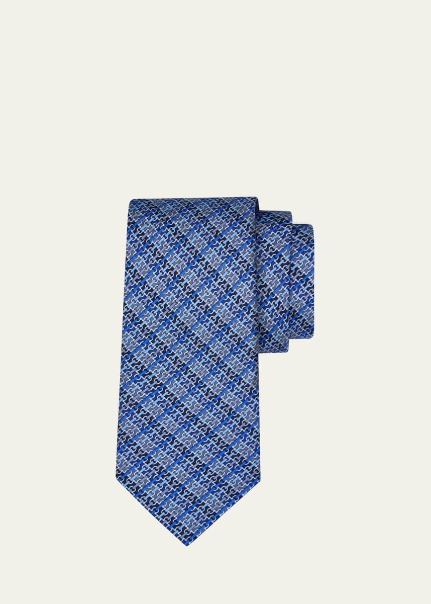 Salvatore Ferragamo ネイビー チェック柄 S Silk tie Salvatore Ferragamo - salvatore ferragamo