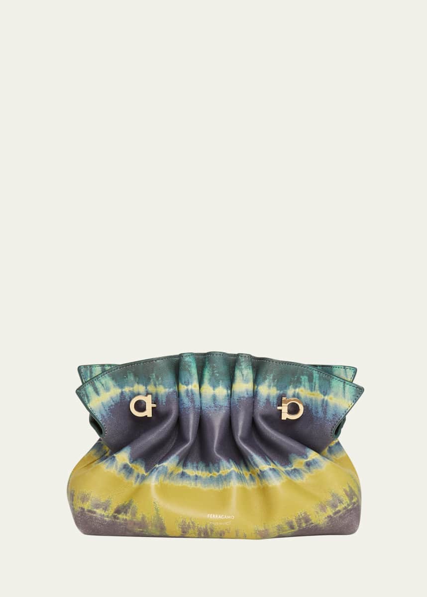 Ferragamo Dumpling Tie Dye Printed Leather Shoulder Bag