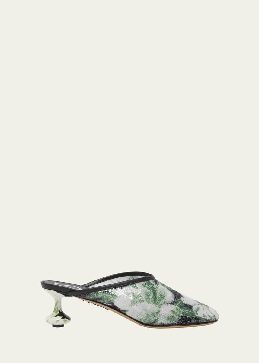 Loewe Toy Floral Sequin Mules