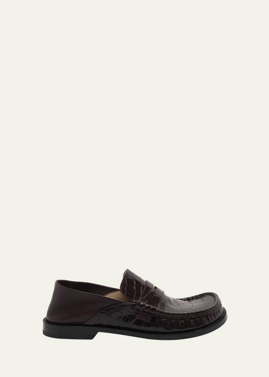 Loewe Campo Croco Fold Penny Loafers