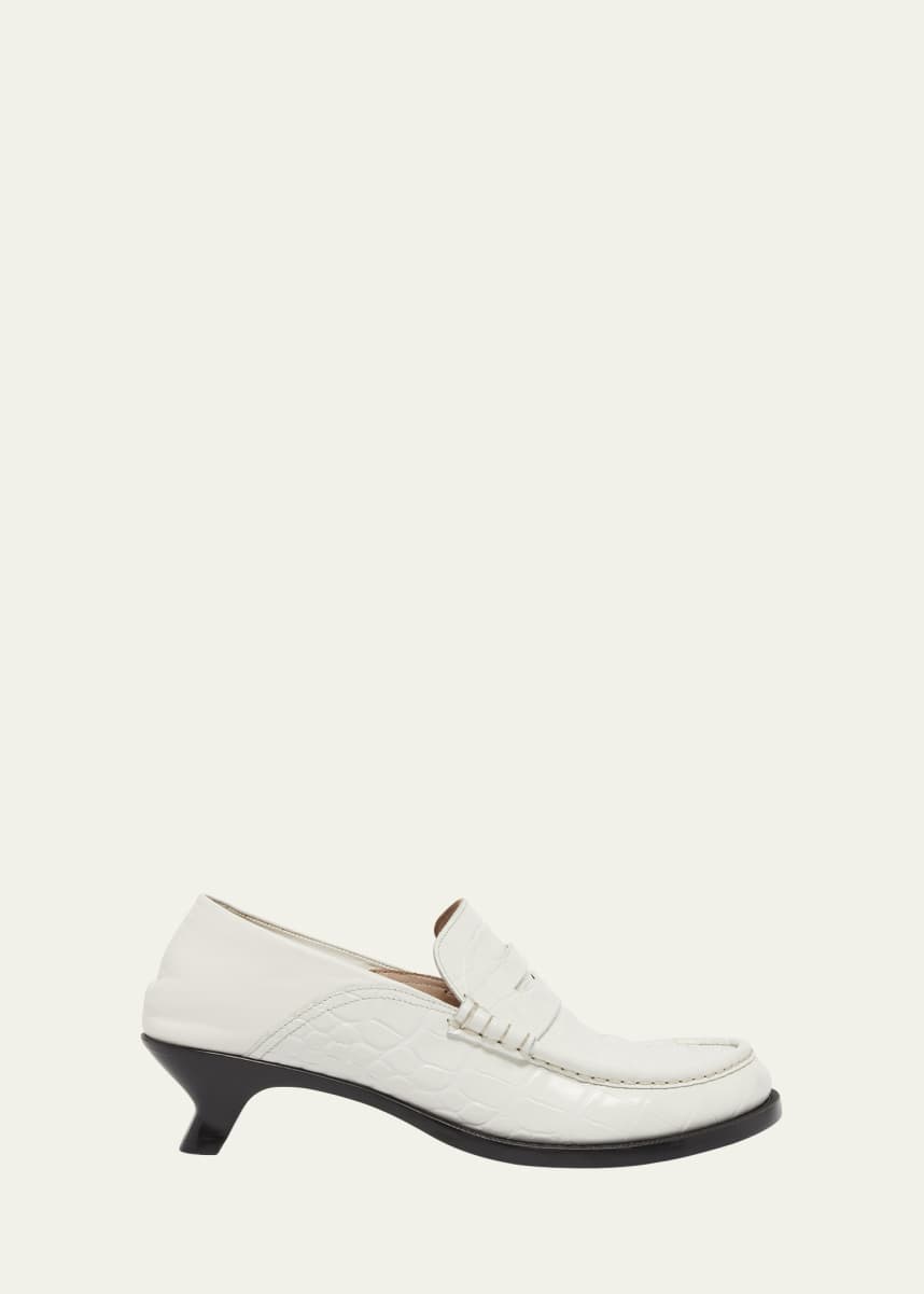 Loewe Campo Croco Fold Penny Loafers