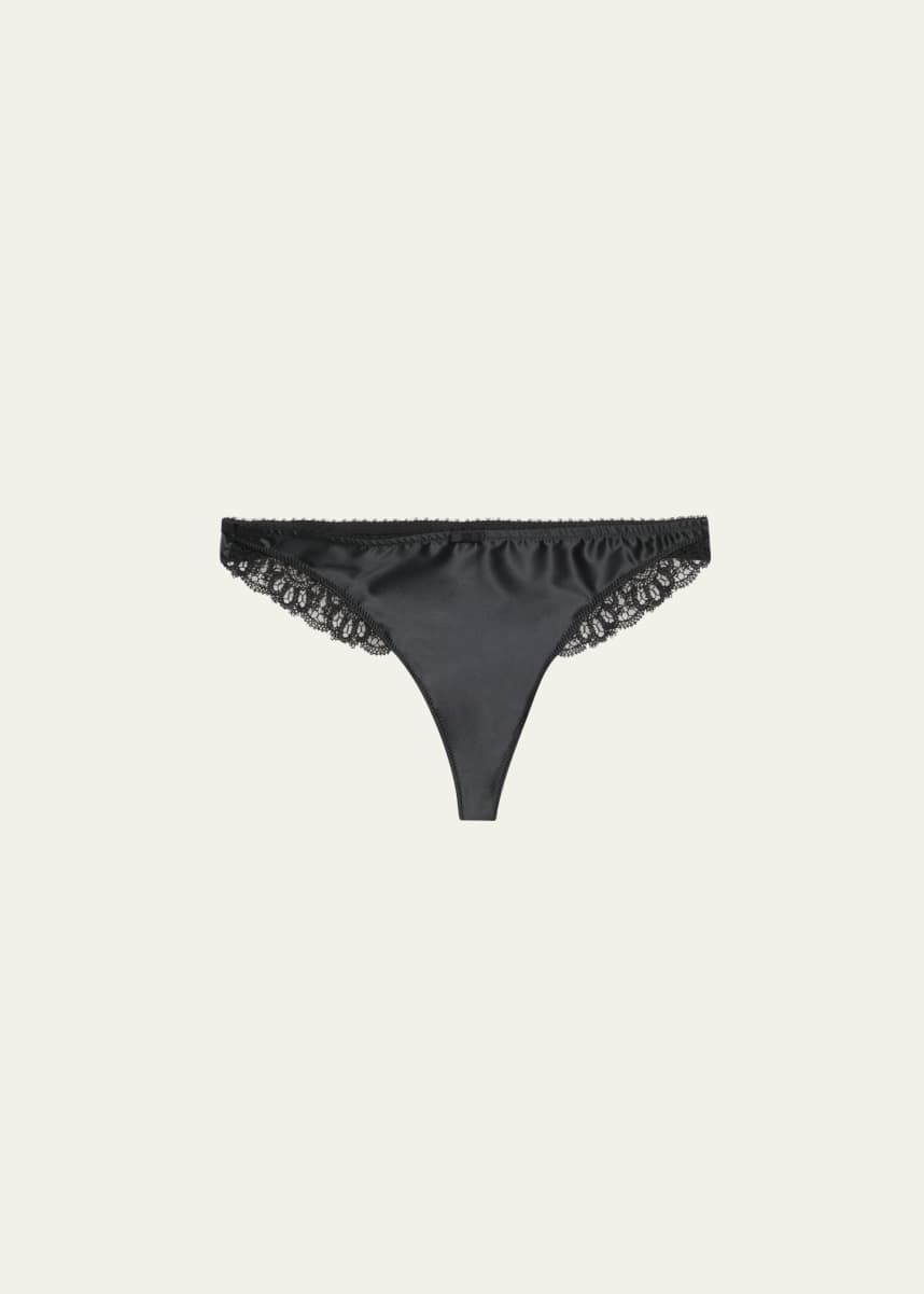 Simone Perele Symphonie Embroidered-Trim Satin Thong