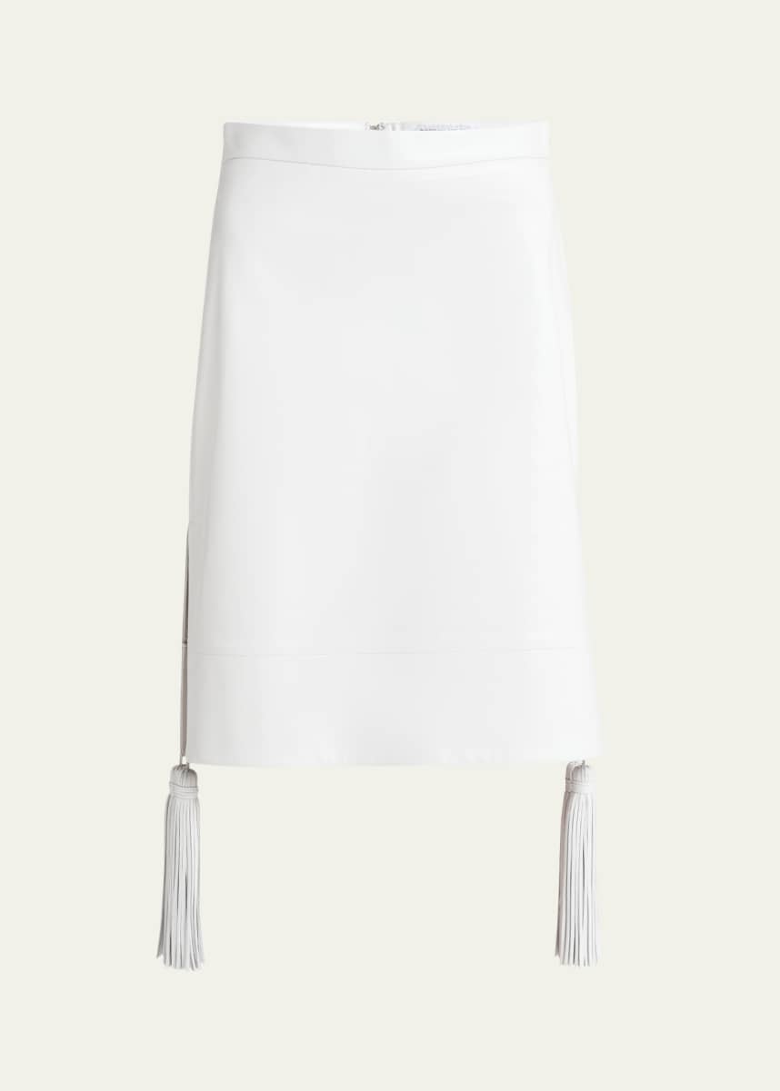 Bottega Veneta Shiny Leather Skirt with Tassels