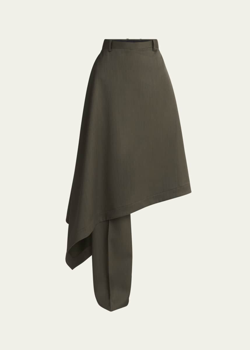 Bottega Veneta Asymmetric Wool Skirt Trousers