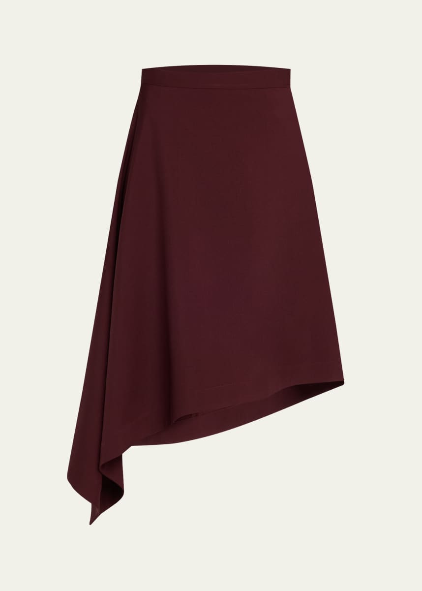 Bottega Veneta Asymmetric Light Sartorial Wool Midi Skirt