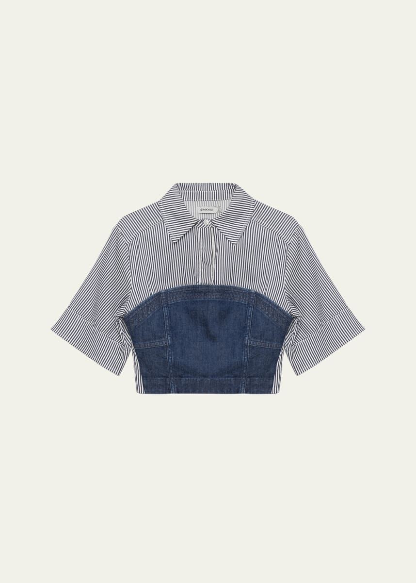 SIMKHAI Adams Short-Sleeve Combo Shirt