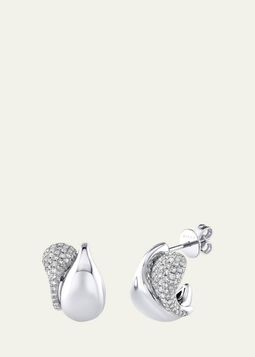 SHAY 18K White Gold Diamond Double Drip Huggie Earrings