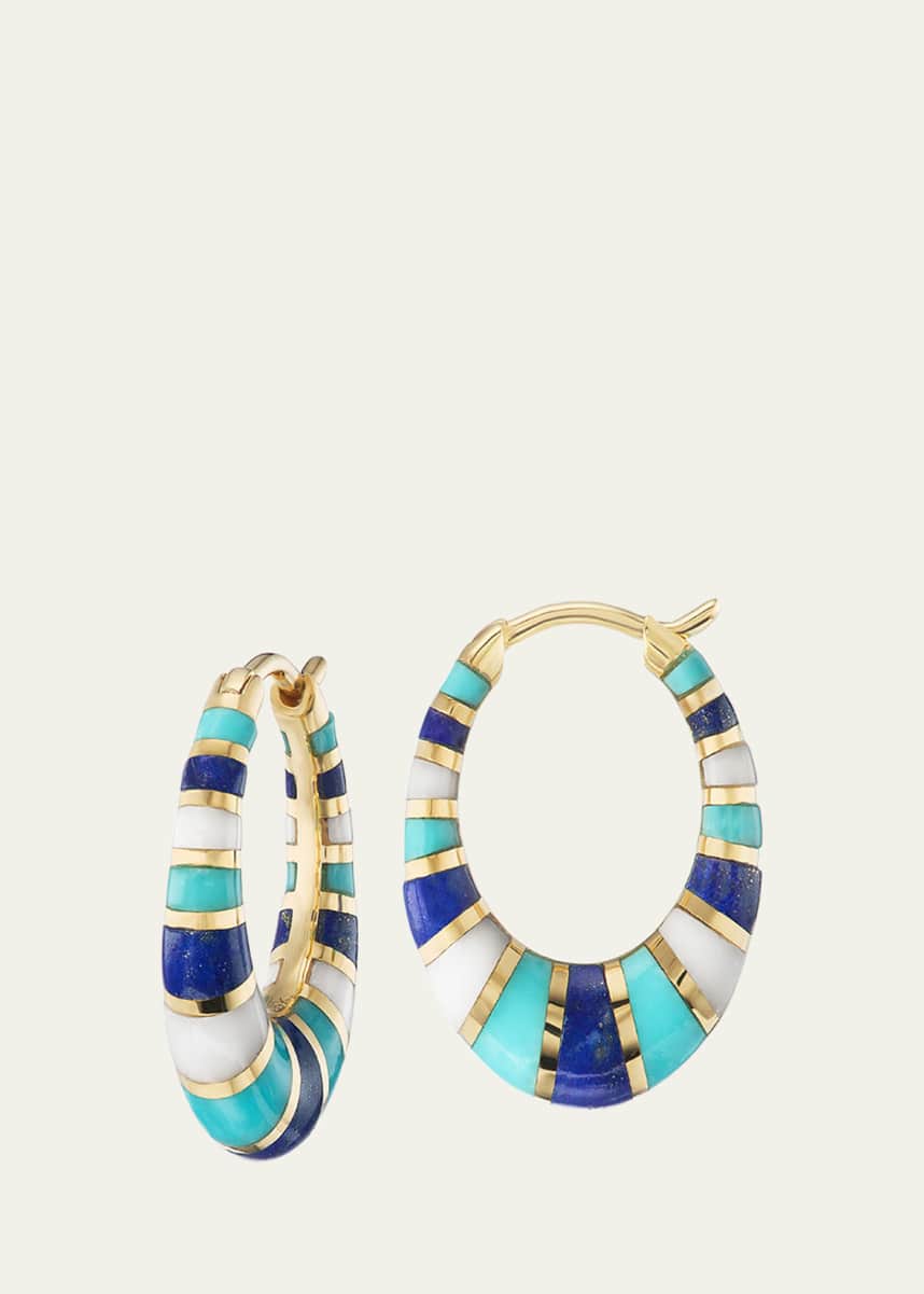 Orly Marcel Mini Inlay Hoop Earrings in 18K Yellow Gold