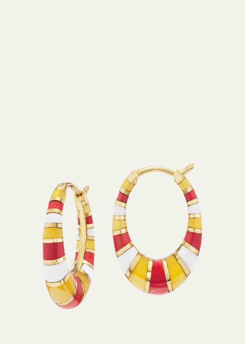Orly Marcel Mini Inlay Hoop Earrings in 18K Yellow Gold