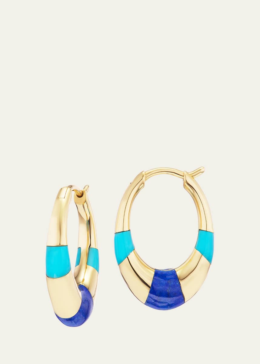 Orly Marcel Mini Inlay Tri Hoop Earrings in 18K Yellow Gold