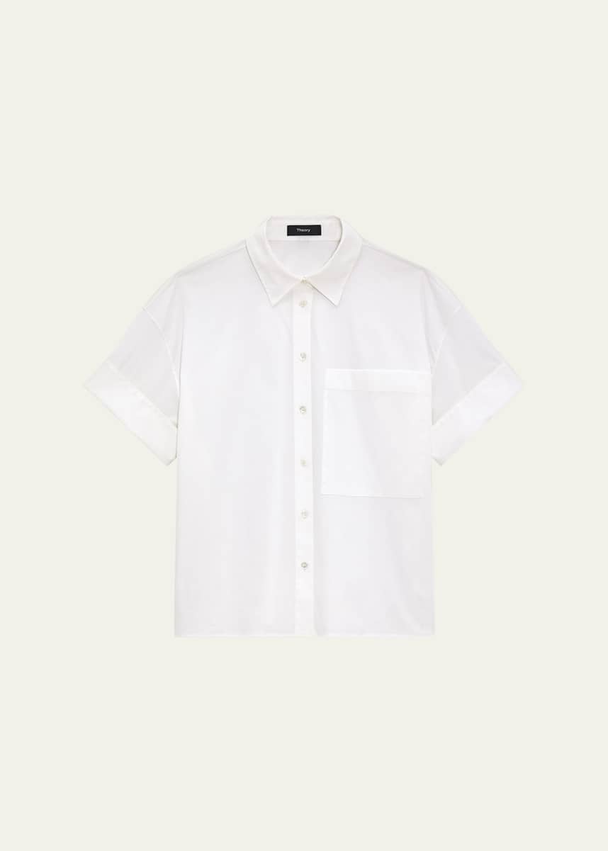 Theory Cotton Cuffed Pocket Shirt