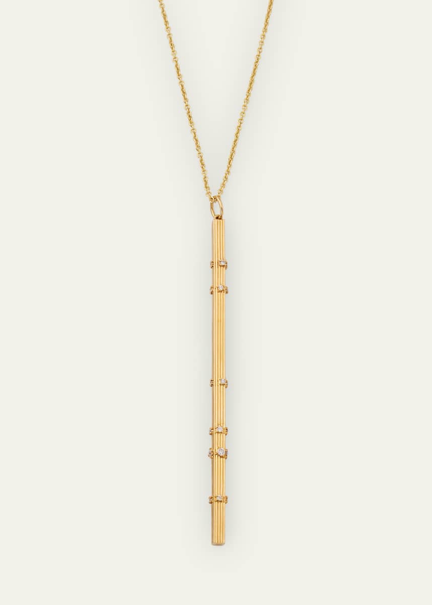 Sydney Evan 14K Yellow Gold Fluted Bar Charm with Diamonds