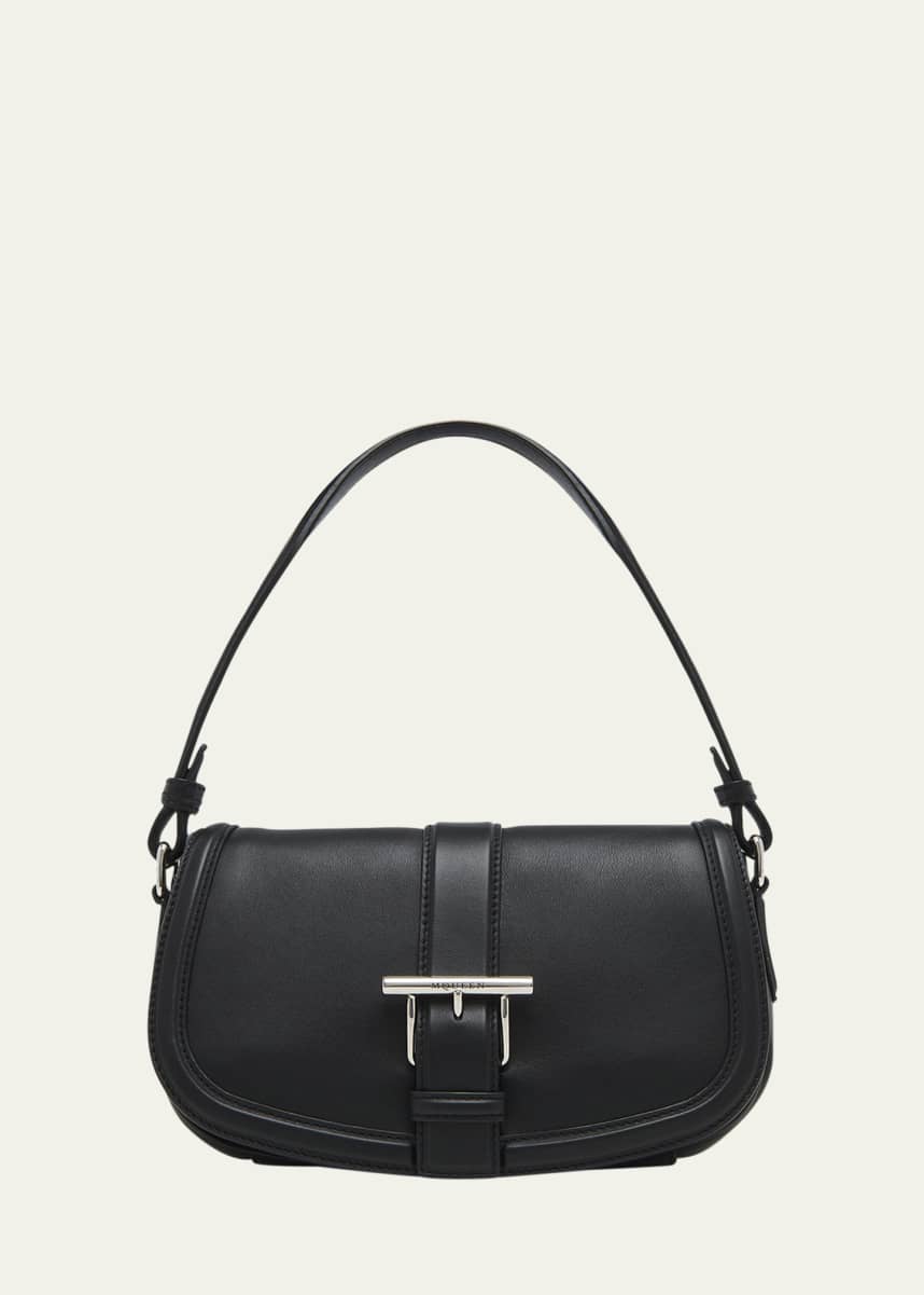 McQueen T-Bar Buckle Leather Crossbody Bag