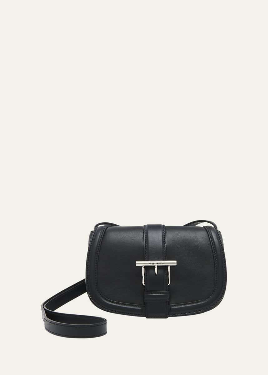 McQueen Mini T Bar Leather Saddle Crossbody Bag