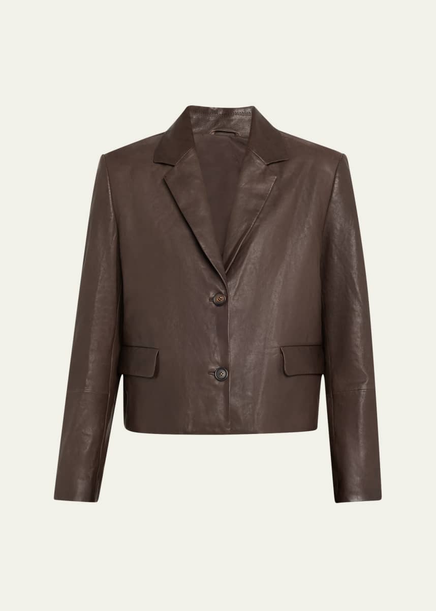 Brunello Cucinelli Vintage Nappa Leather Cropped Blazer