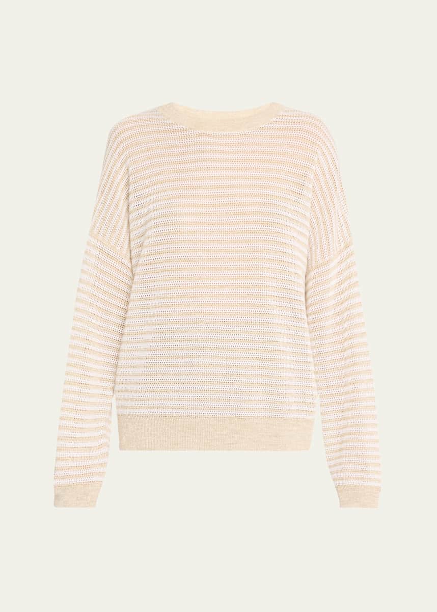 Brunello Cucinelli Lurex Summer Stripe Linen Sweater