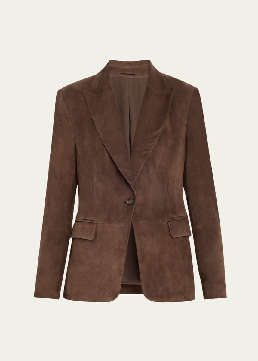 Brunello Cucinelli Suede Single-Breasted Blazer Jacket