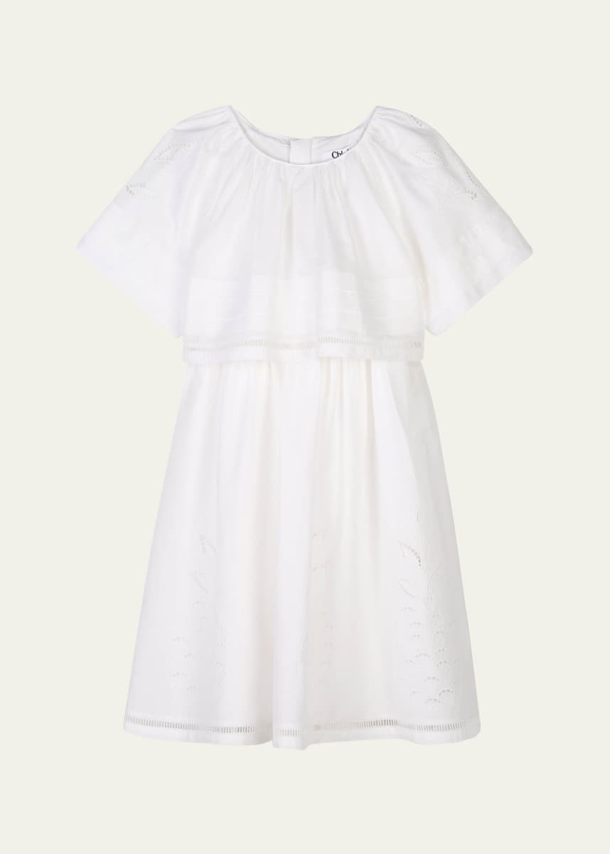 Chloe Girl's Logo-Print Embroidered Dress, Size 4-6